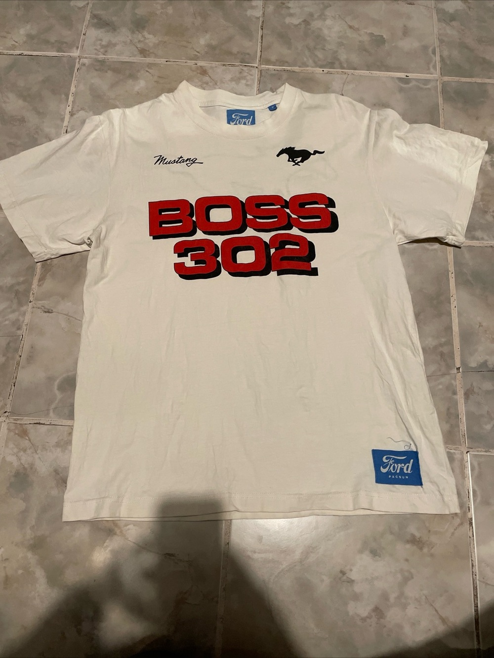 Pacsun X Ford Mustang Collab T-Shirt Men’s Medium Cream Boss 302